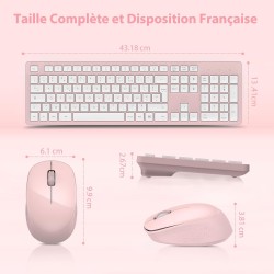 Pack Clavier Souris sans fil ROSE
